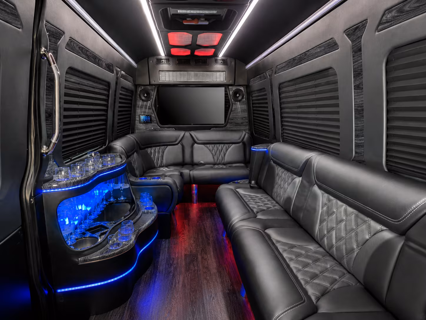 miramar 15 passenger party bus inside